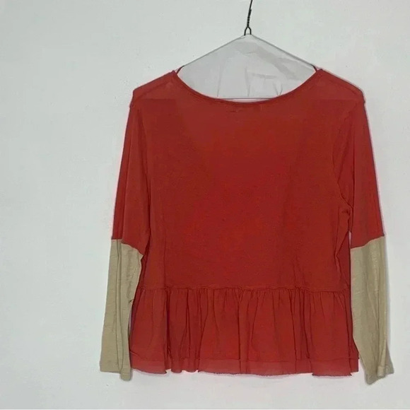 Free People Heart Of Mine Peplum Top sz Large in Camelia Combo Red layered - Picture 4 of 9